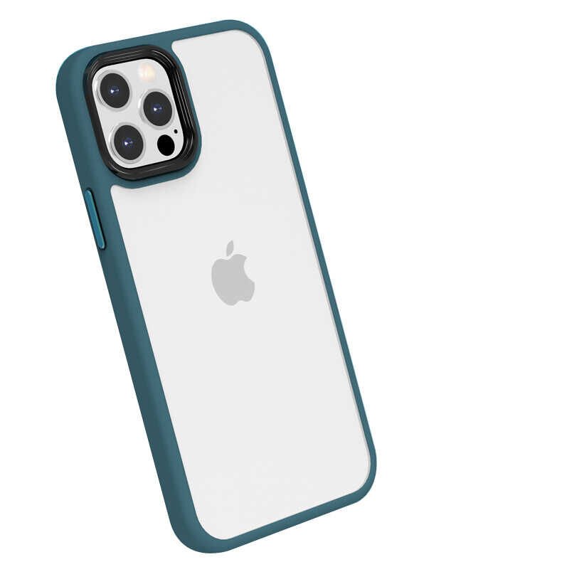 Apple  iPhone 12 Pro Kılıf Kamera Çıkıntılı Yumuşak Transparan Dokulu Silikon Kapak (CANN) Yeşil