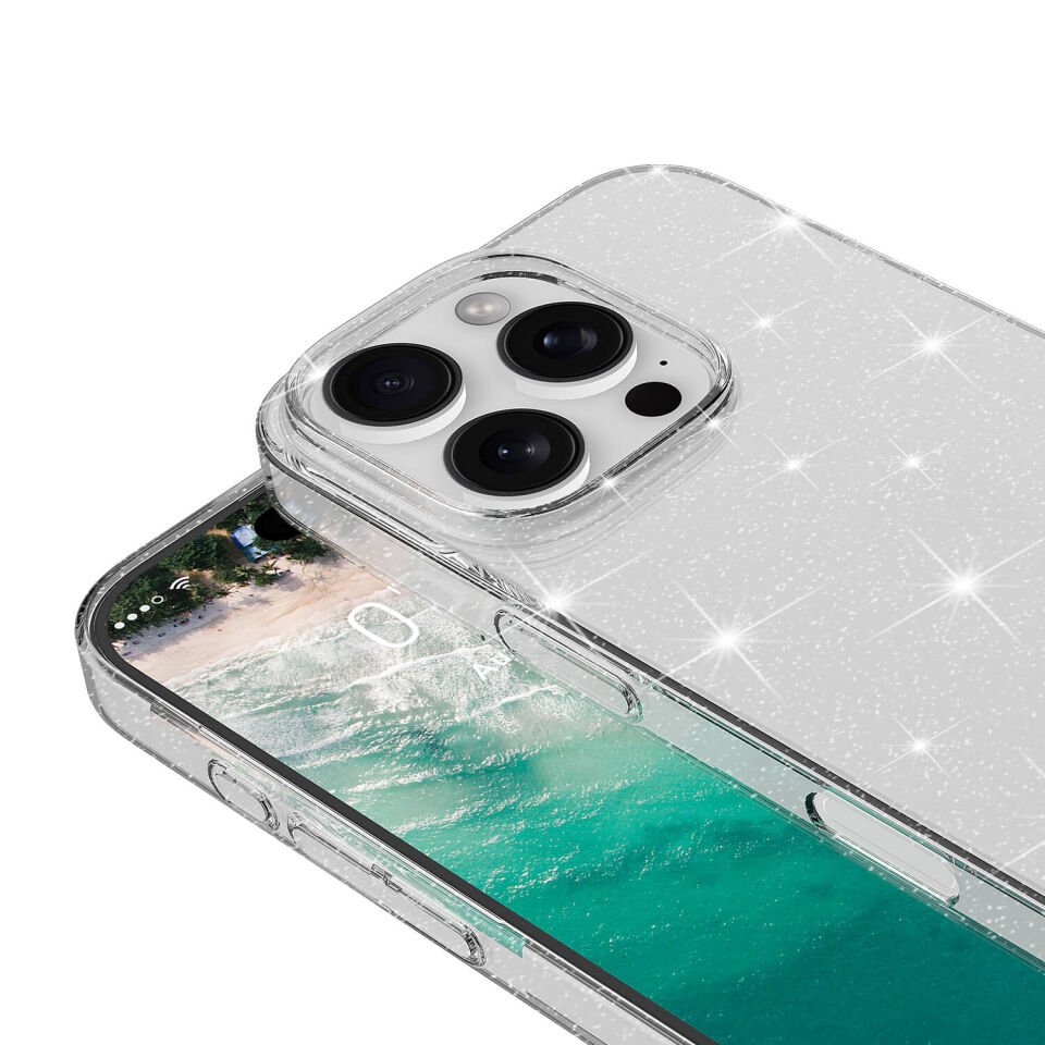 Apple iPhone 16 Pro Kılıf Parlayan Simli Şeffaf HEPTEKİLETİŞİM Redos Kapak