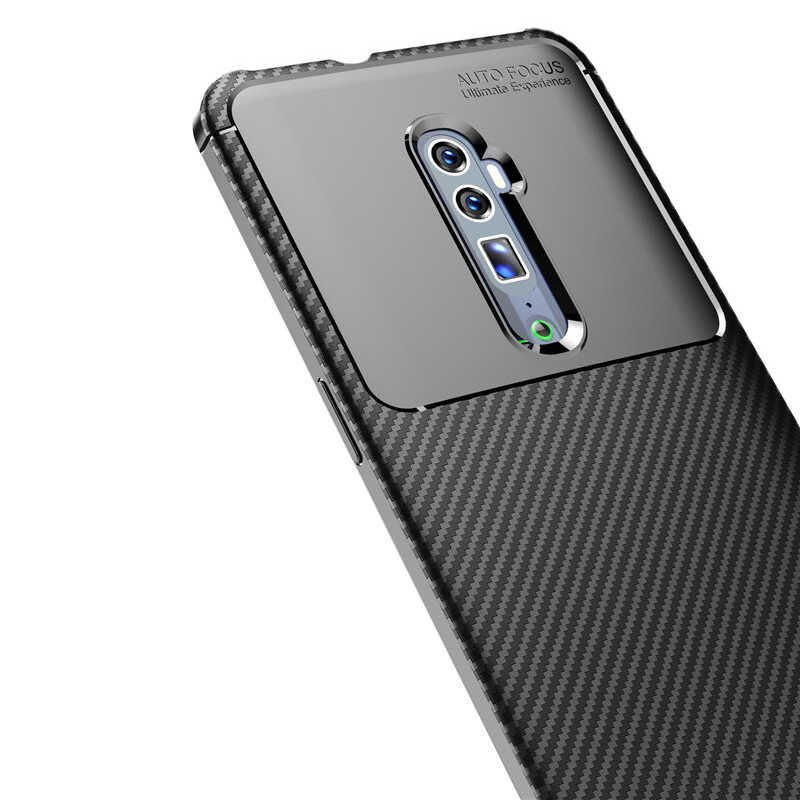 Oppo Reno 10X Zoom Kılıf Kamera Çıkıntılı Karbon Fiber Dokulu Renk Atmaz Kapak (NEGRO) Siyah