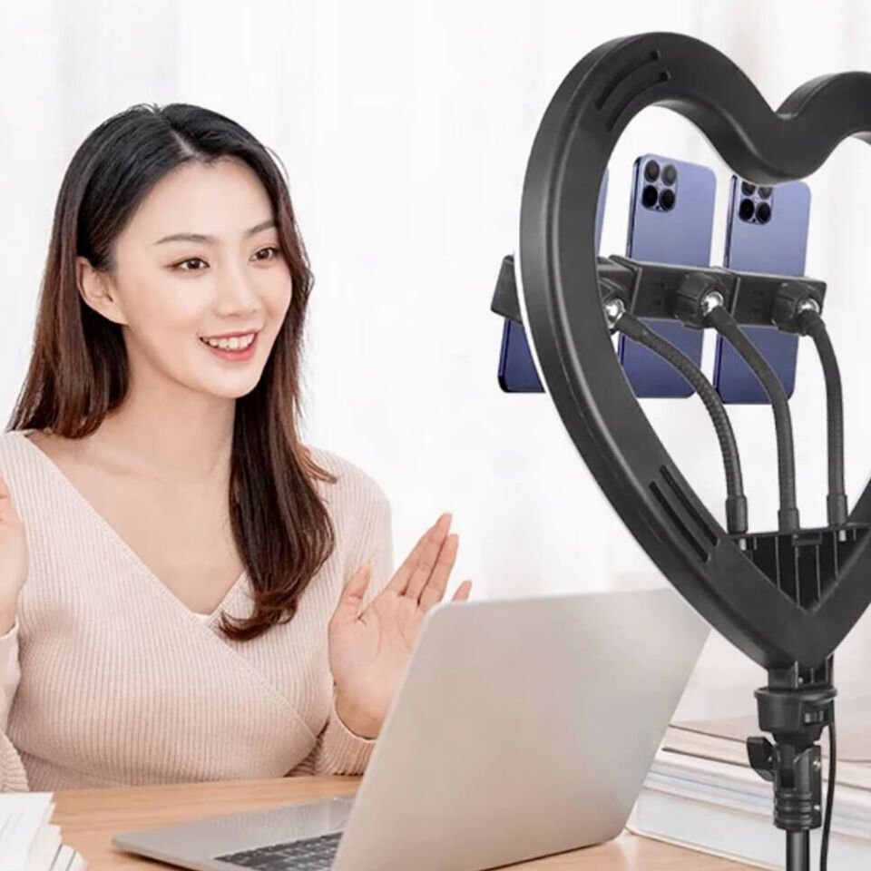 HEPTEKİLETİŞİM JM33-13 RGB LED Taşınabilir Kalp Şekilli Selfie Işığı 33cm