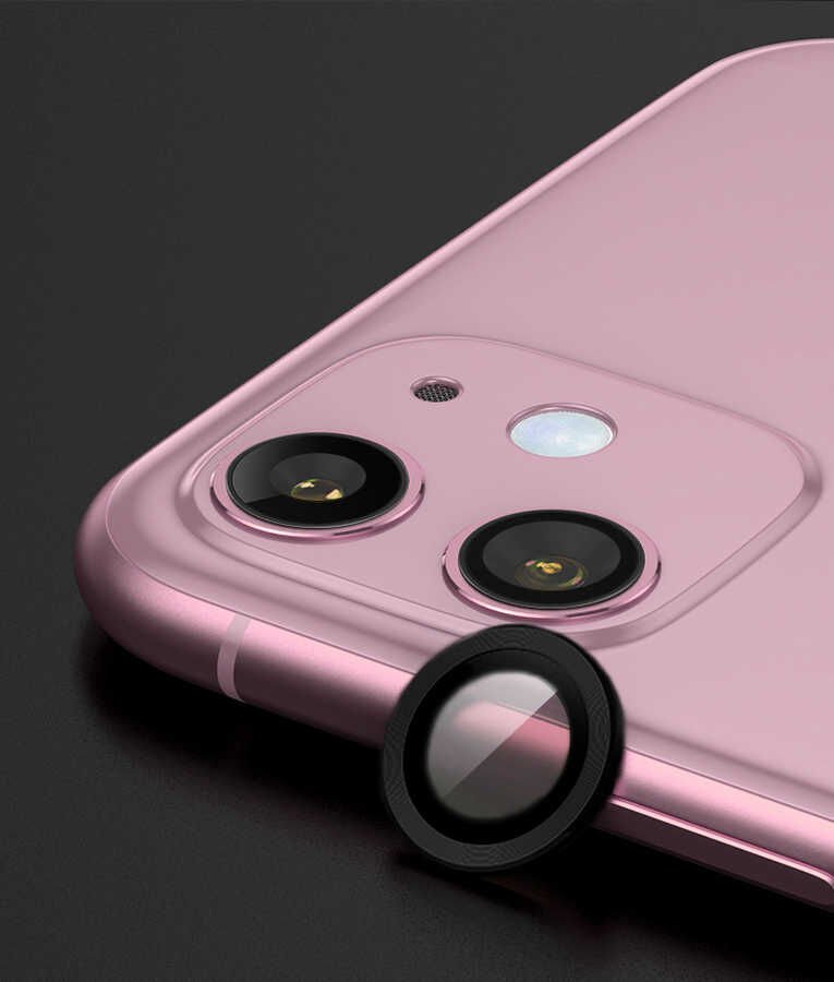 Apple iPhone 11 Kamera Lens Koruyucu Kolay Takma Aparatlı (CL-01) Siyah