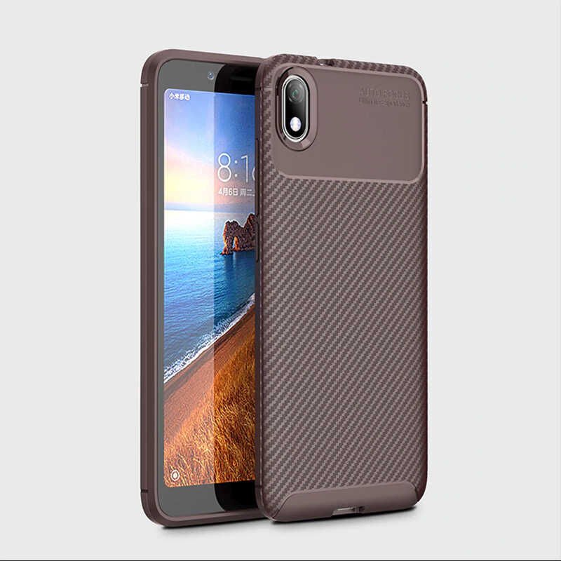 Xiaomi Redmi 7A Kılıf Kamera Çıkıntılı Karbon Fiber Dokulu Renk Atmaz Kapak (NEGRO) Lacivert