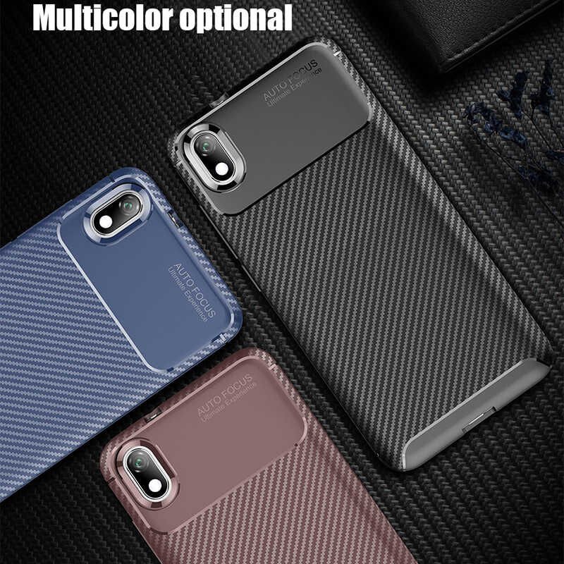 Xiaomi Redmi 7A Kılıf Kamera Çıkıntılı Karbon Fiber Dokulu Renk Atmaz Kapak (NEGRO) Lacivert