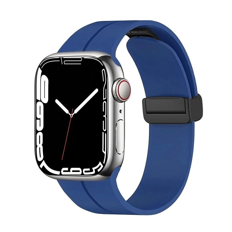 Apple Watch 2/3/4/5/6/7/8/9/se/nike 38mm 40mm 41mm Silikon Kordon Metal Toka Tasarım (KRD-84) Beyaz
