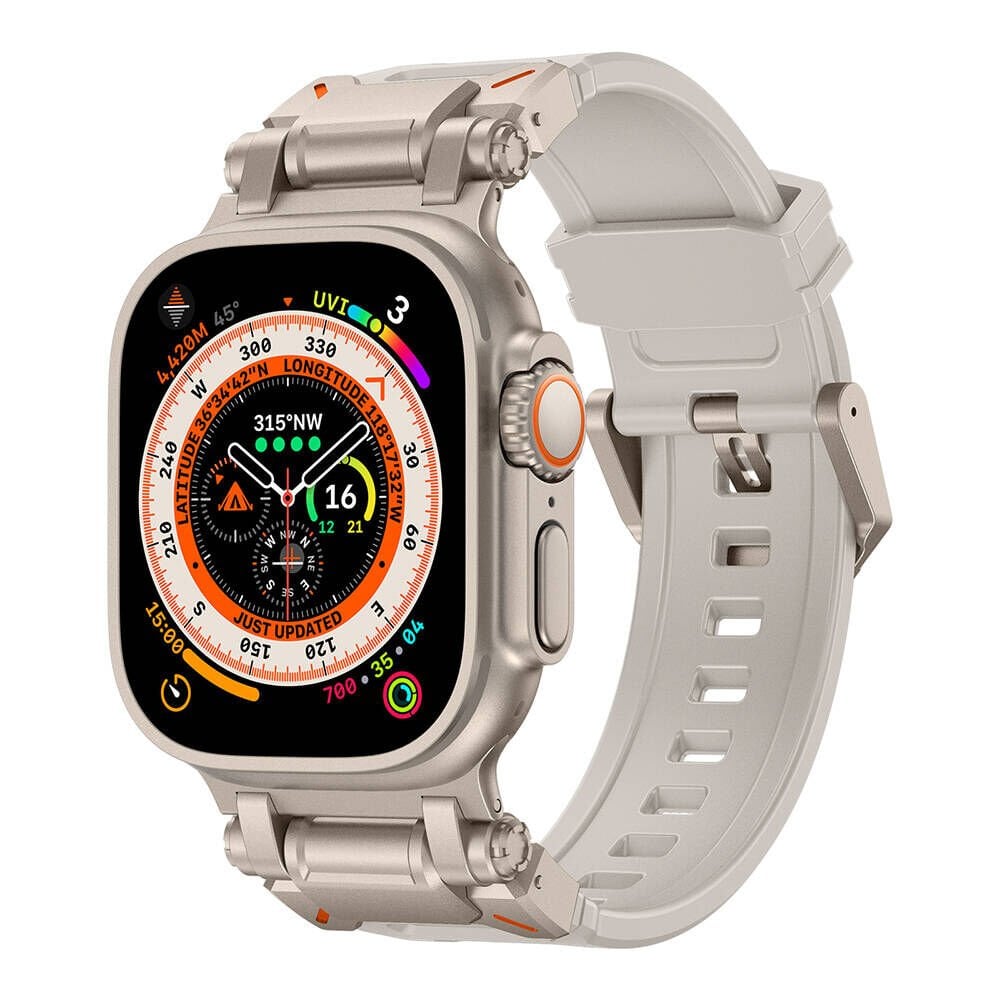 Apple Watch 2/3/4/5/6/7/8/9/se/ultra/nike 42mm 44mm 45mm 49mm Titanyum Kordon (KRD-101) Starlight-Titanyum