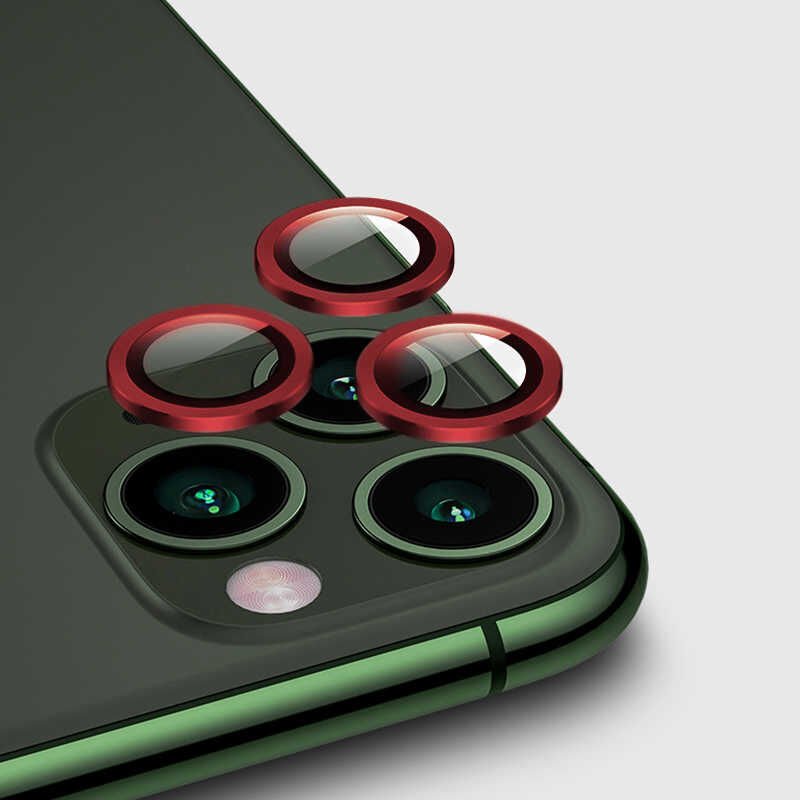 Apple iPhone 12 Pro Kamera Lens Koruyucu Kolay Takma Aparatlı (CL-01) Kırmızı