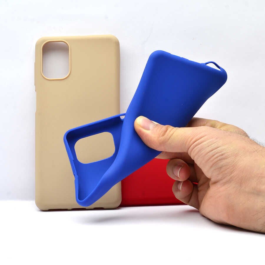 Samsung Galaxy M51 Kılıf Kamera Korumalı Esnek Renkli Silikon Kapak (Biye) Mavi