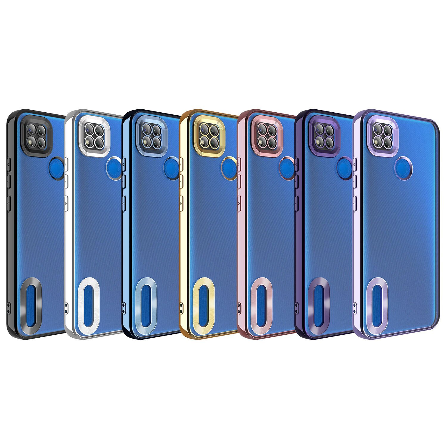 Xiaomi Redmi 9C Kılıf Kamera Lens Korumalı Logo Gösteren Parlak Kenarlı Kapak (OMEGA) Lila