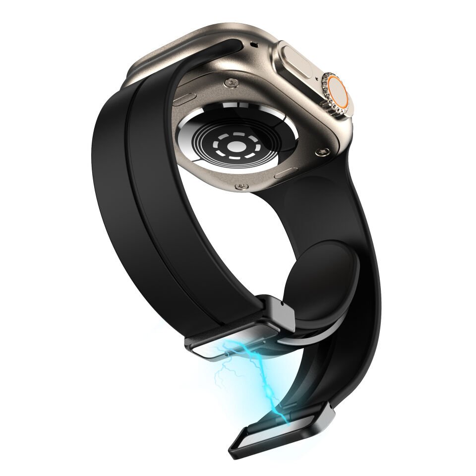 Apple Watch 2/3/4/5/6/7/8/9/se/ultra/nike 42mm 44mm 45mm 49mm Silikon Kordon Metal Tasarım (KRD-84) Kırmızı