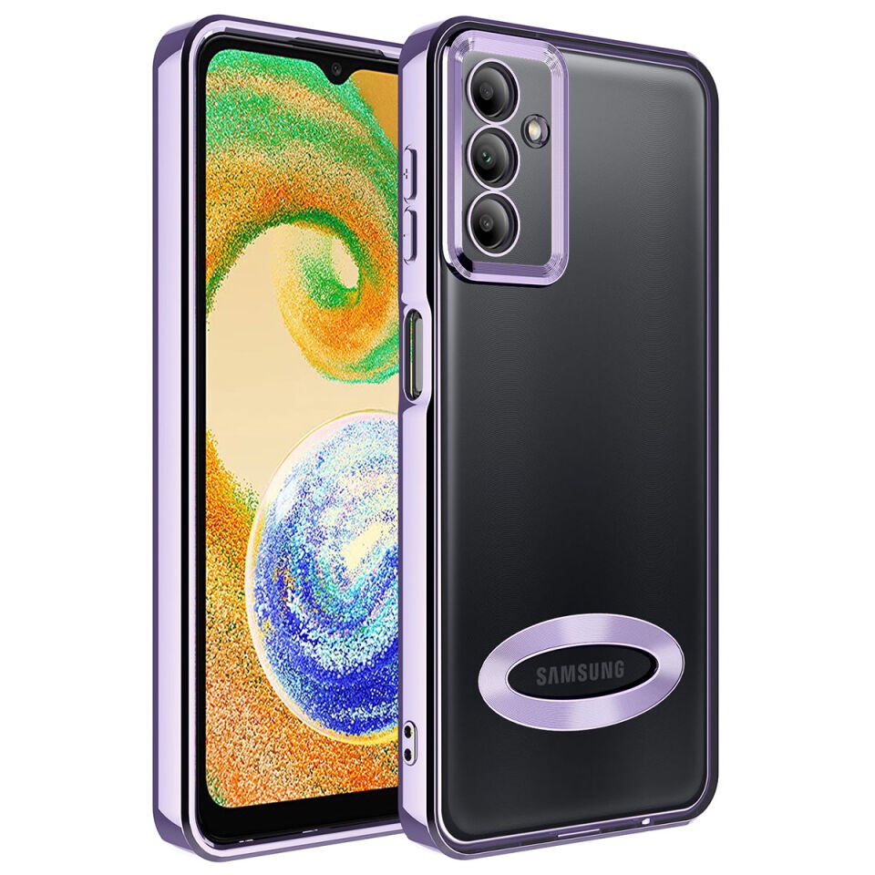 Samsung Galaxy A14 Kılıf Kamera Lens Korumalı Logo Gösteren Parlak Kenarlı Kapak (OMEGA) Siyah