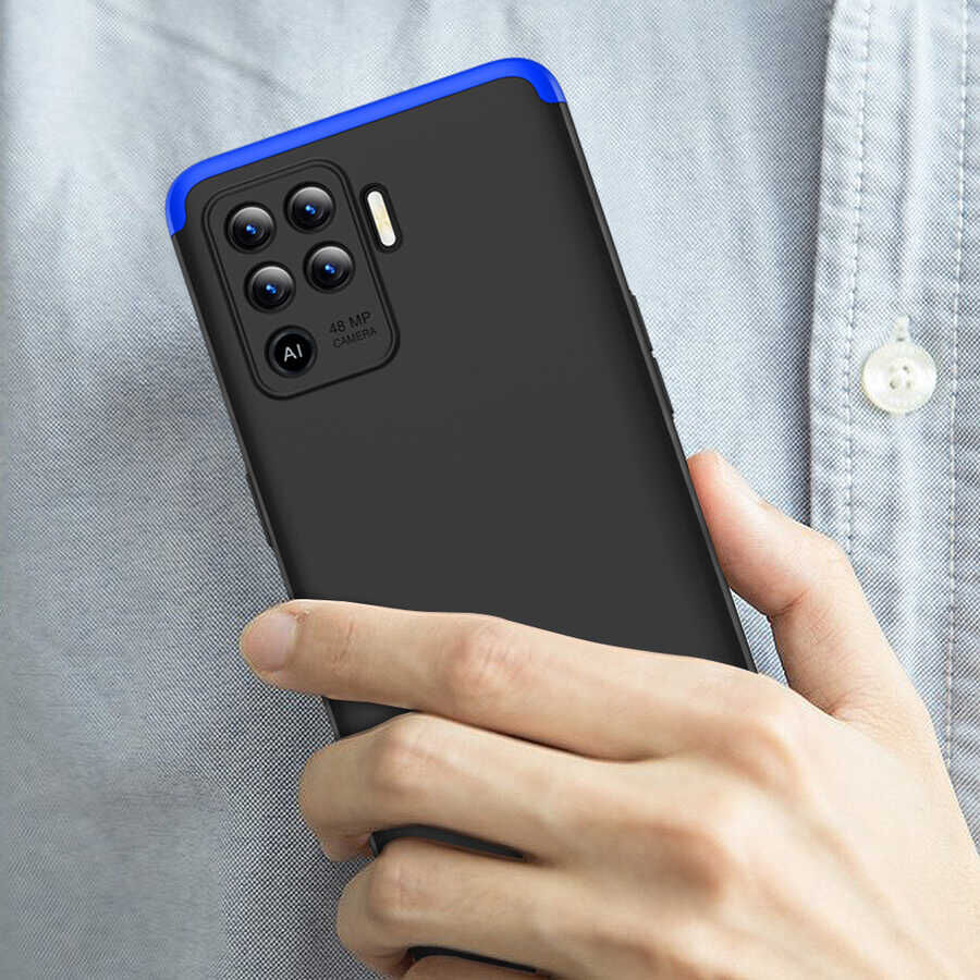 Oppo Reno 5 Lite Kılıf 360 Tam Koruma Ön Ve Arka Sert Mika Kapak Orjinal Ays Gkk Kapak Siyah