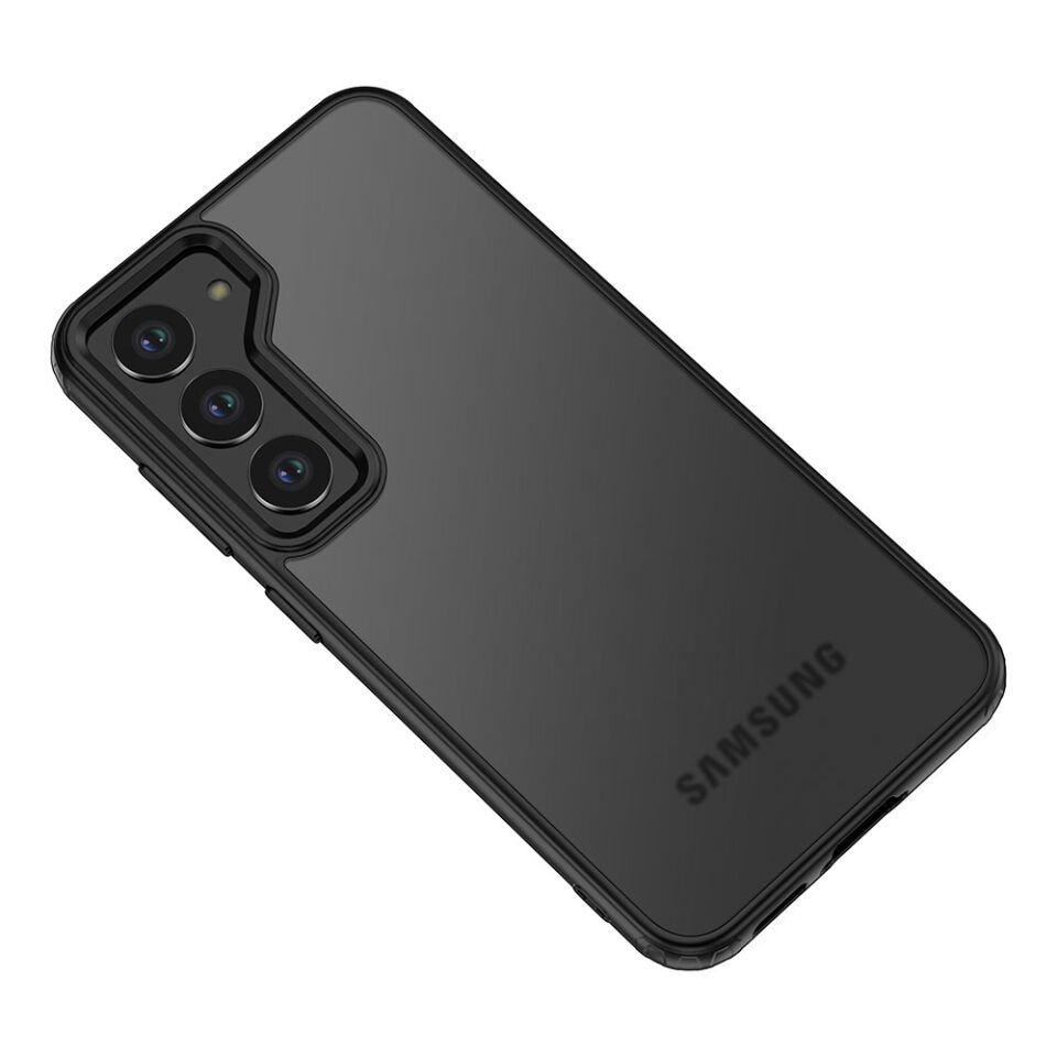 Samsung Galaxy S23 Kılıf Köşe Korumalı Arkası Mat Buzlu Sert Kapak (VOLKS) Siyah