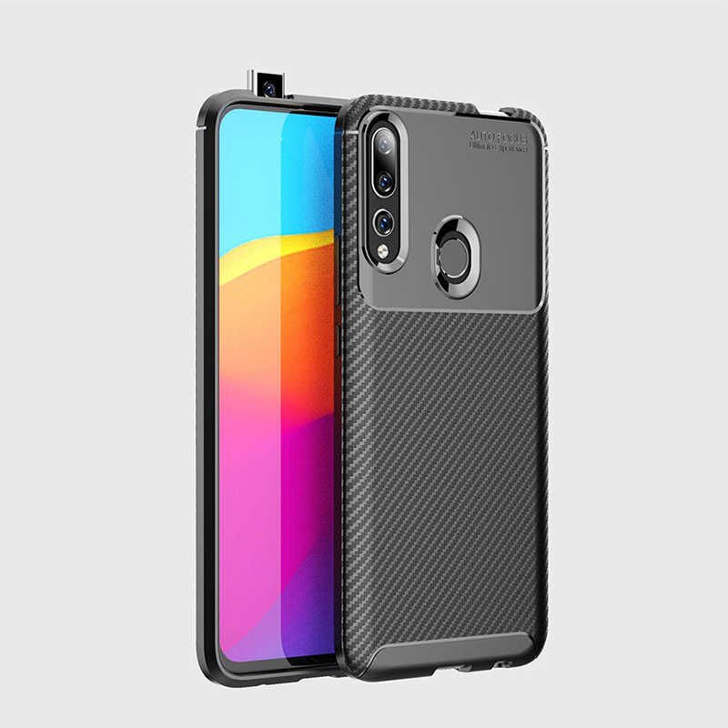 Huawei Y9 Prime 2019 Kılıf Kamera Çıkıntılı Karbon Fiber Dokulu Renk Atmaz Kapak (NEGRO) Lacivert