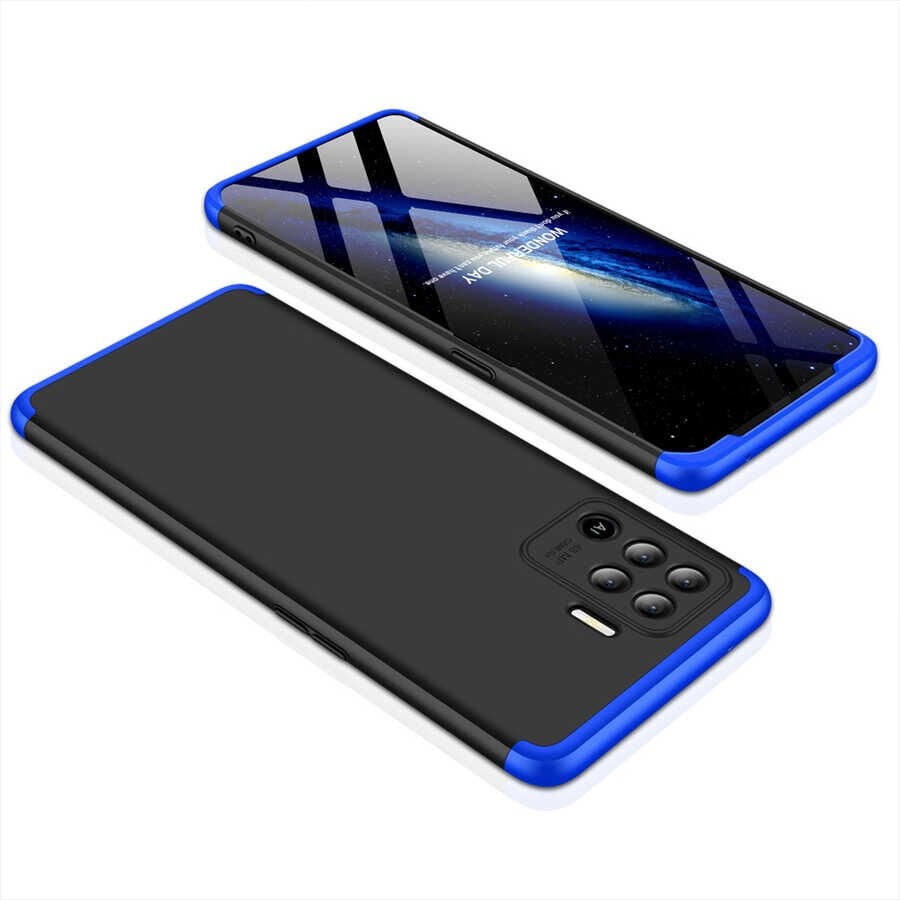 Oppo Reno 5 Lite Kılıf 360 Tam Koruma Ön Ve Arka Sert Mika Kapak Orjinal Ays Gkk Kapak Mavi