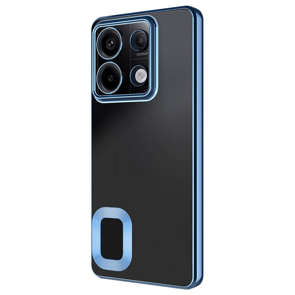 Xiaomi Redmi Note 13 Pro 5G Kılıf Kamera Lens Korumalı Logo Gösteren Parlak Kenarlı Kapak (OMEGA) Sierra Mavi