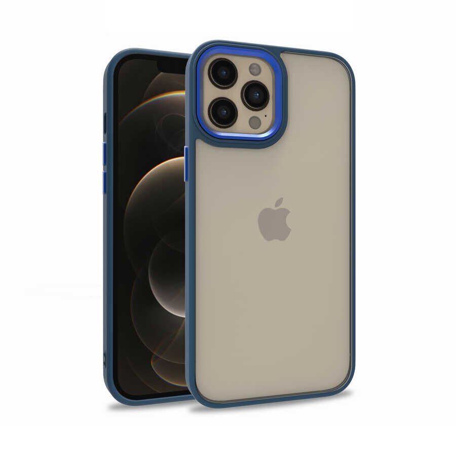 Apple  iPhone 12 Pro Max Kılıf Kamera Çıkıntılı Arkası Şeffaf Hassas Tuşlu Kenarlı Kapak (Flora) Rose Gold