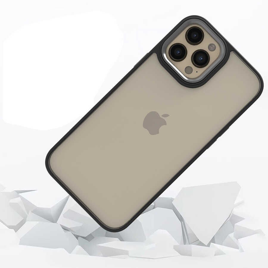 Apple  iPhone 12 Pro Max Kılıf Kamera Çıkıntılı Arkası Şeffaf Hassas Tuşlu Kenarlı Kapak (Flora) Rose Gold