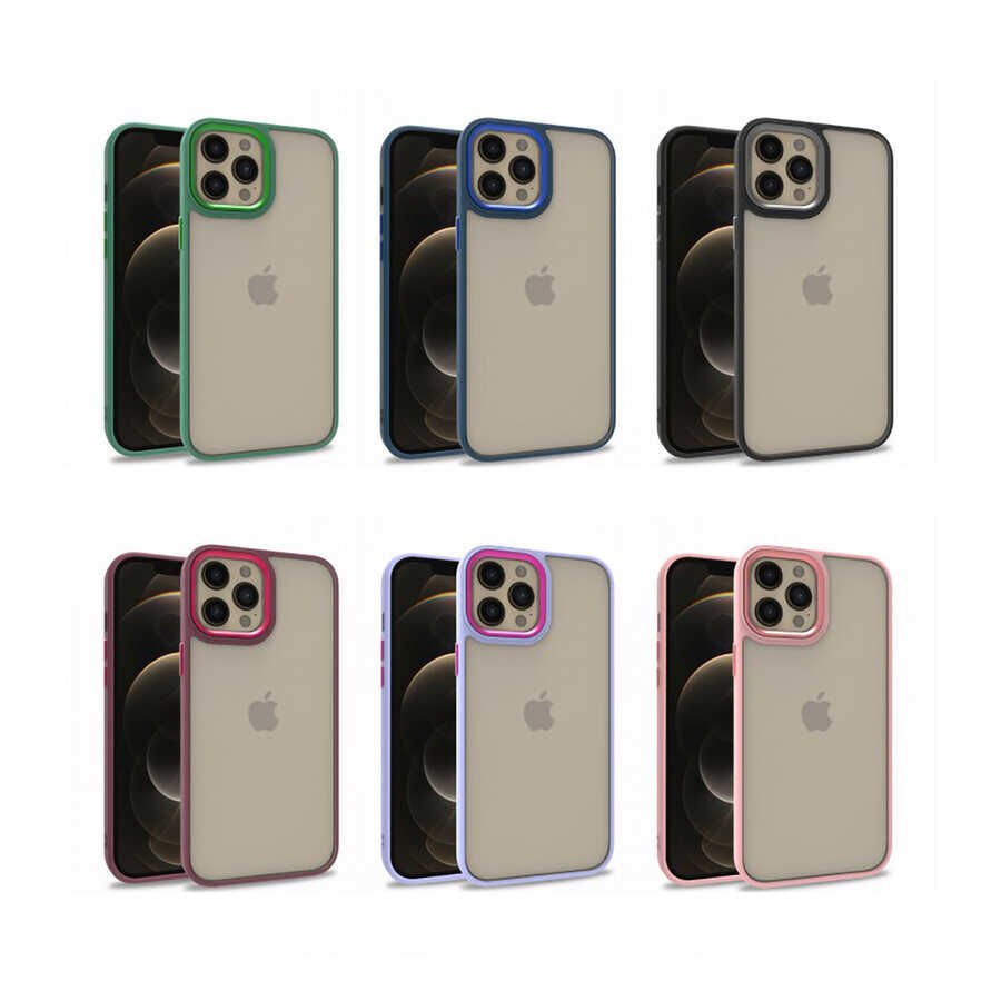 Apple  iPhone 12 Pro Max Kılıf Kamera Çıkıntılı Arkası Şeffaf Hassas Tuşlu Kenarlı Kapak (Flora) Rose Gold