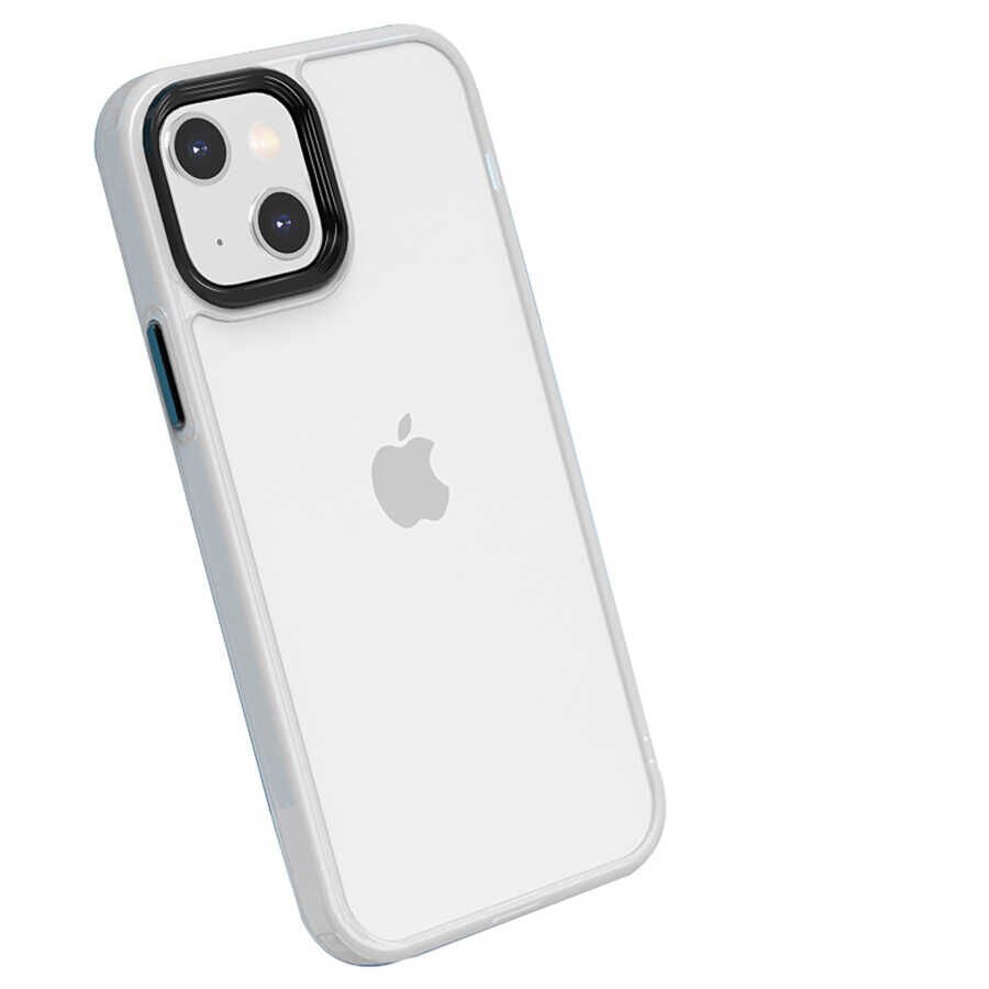 Apple  iPhone 13 Kılıf Kamera Çıkıntılı Yumuşak Transparan Dokulu Silikon Kapak (CANN) Beyaz