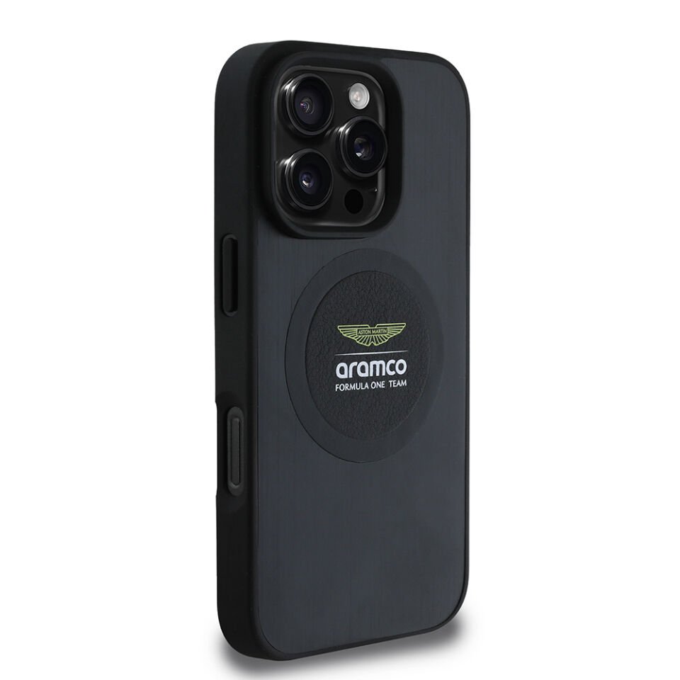 Apple iPhone 16 Pro Max Kılıf Aston Martin Orjinal Lisanslı Magsafe Şarj Özellikli Aluminyum Arka Yüzeyli Formula One Team Baskılı Kapak