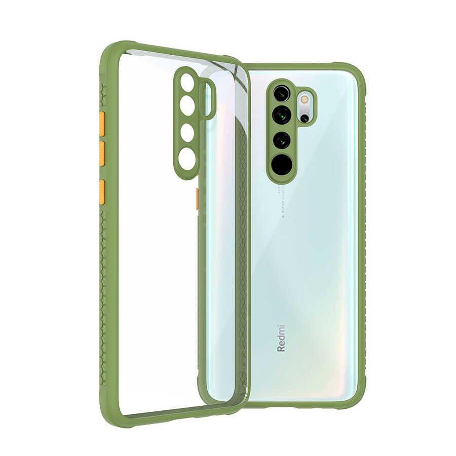 Xiaomi Redmi Note 8 Pro Kılıf Köşe Ve Kamera Korumalı Arkası Şeffaf Renkli Tuşlu Kapak (KAFF) Mor