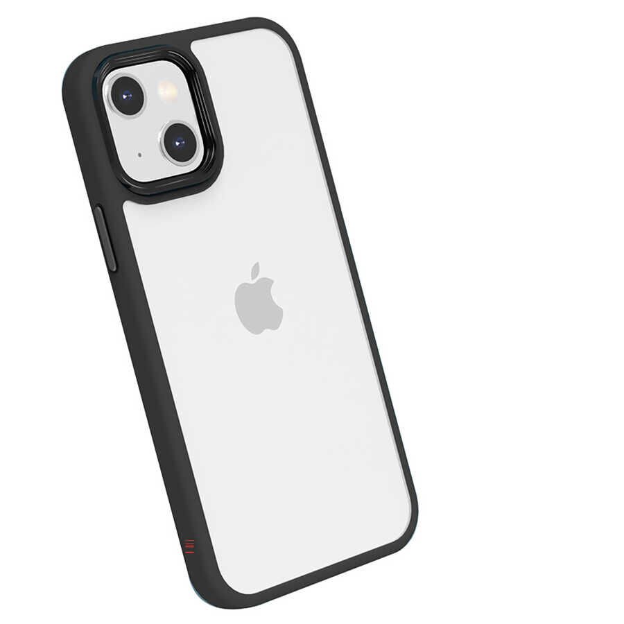 Apple  iPhone 13 Kılıf Kamera Çıkıntılı Yumuşak Transparan Dokulu Silikon Kapak (CANN) Siyah