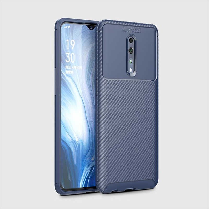 Oppo Reno Z Kılıf Kamera Çıkıntılı Karbon Fiber Dokulu Renk Atmaz Kapak (NEGRO) Kahverengi