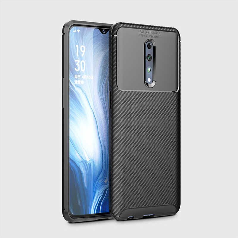 Oppo Reno Z Kılıf Kamera Çıkıntılı Karbon Fiber Dokulu Renk Atmaz Kapak (NEGRO) Kahverengi