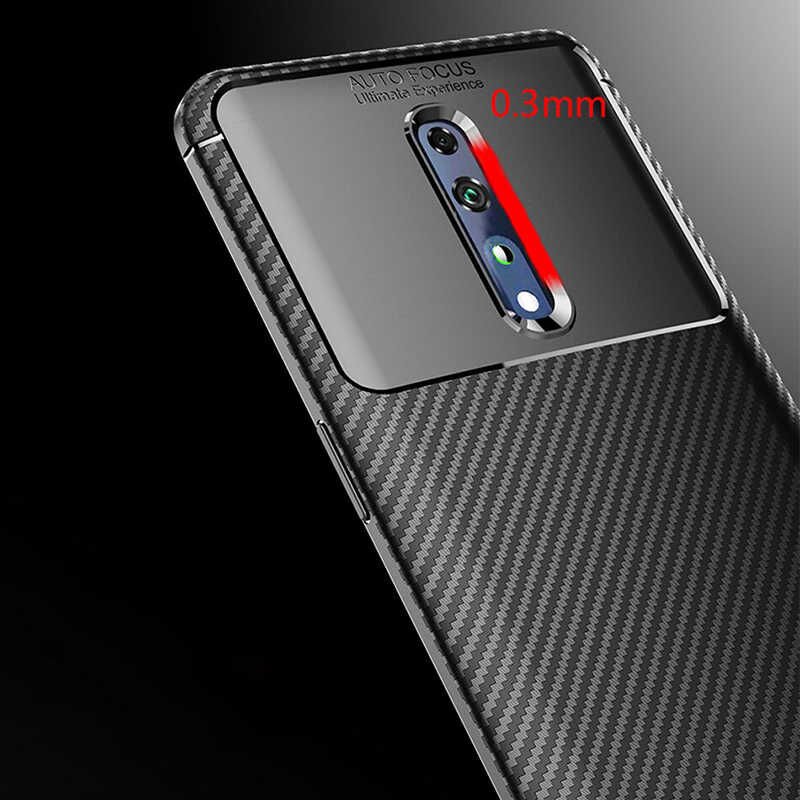 Oppo Reno Z Kılıf Kamera Çıkıntılı Karbon Fiber Dokulu Renk Atmaz Kapak (NEGRO) Kahverengi
