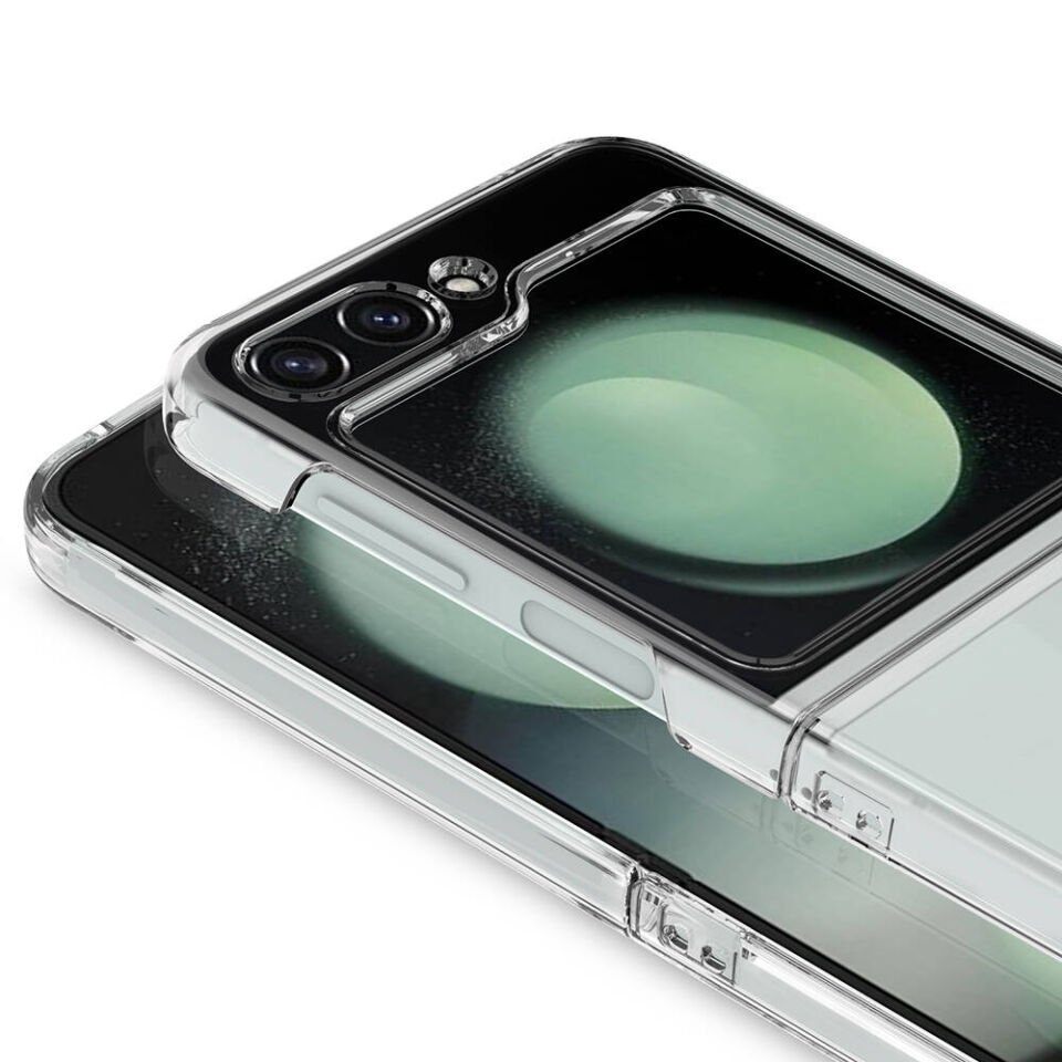 Samsung Galaxy Z Flip 5 Kılıf Kristal Şeffaf Sert Pc Pürüssüz Saydam Kapak (DROGA) Renksiz
