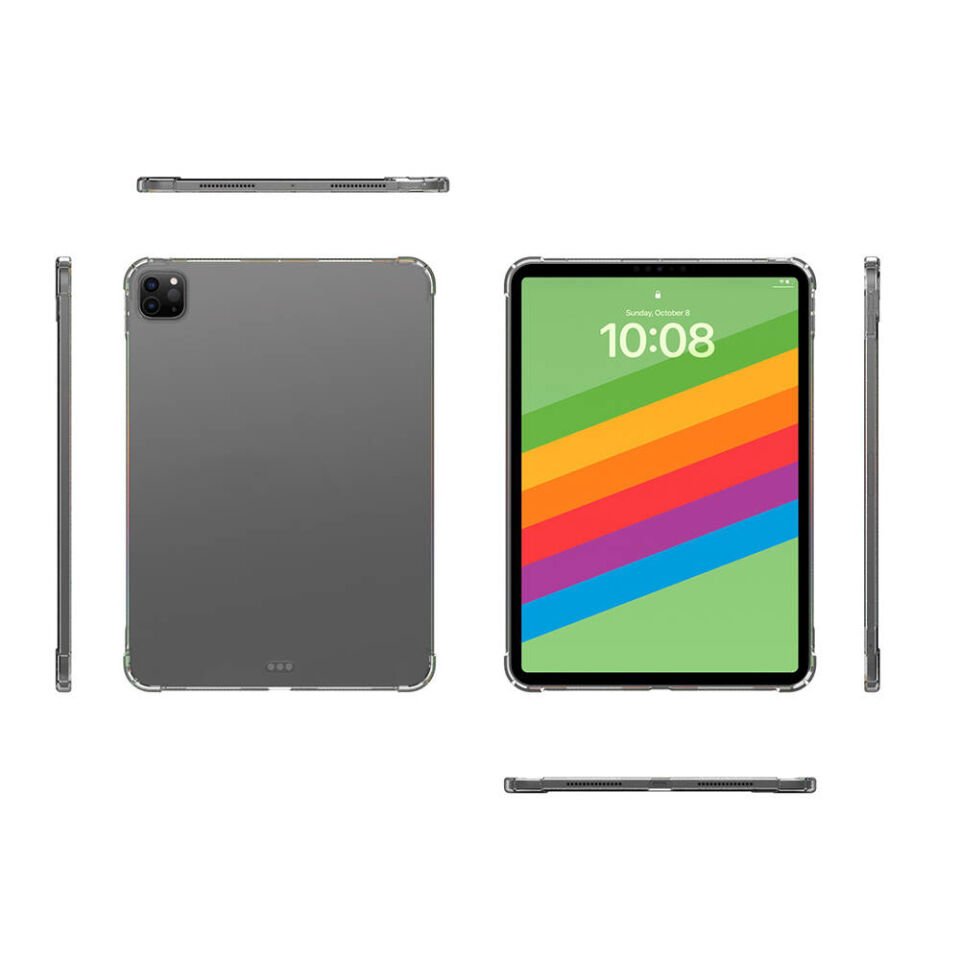 Apple iPad Pro 13 2024 Şeffaf Tablet Kılıf Köşelerden Ultra Dayanıklı Kalem Bölmeli Tasarım(T-ANTİ) Şeffaf