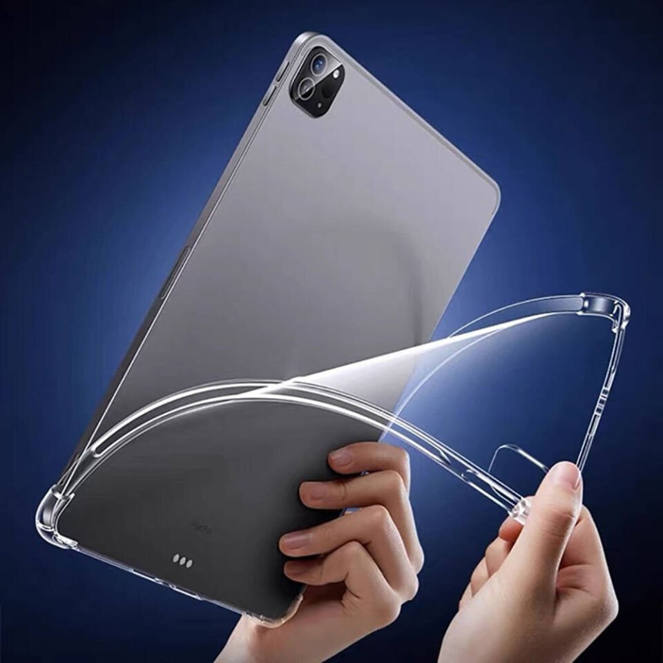 Apple iPad Pro 13 2024 Şeffaf Tablet Kılıf Köşelerden Ultra Dayanıklı Kalem Bölmeli Tasarım(T-ANTİ) Şeffaf