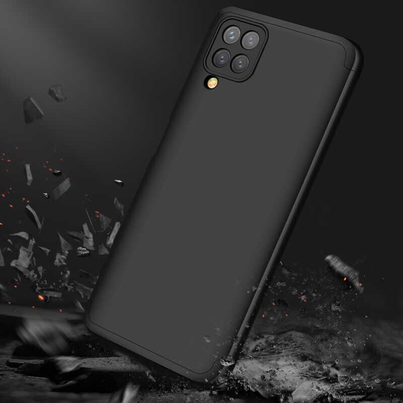 Samsung Galaxy A12 Kılıf 360 Tam Koruma Ön Ve Arka Sert Mika Kapak Orjinal Ays Gkk Kapak Rose Gold