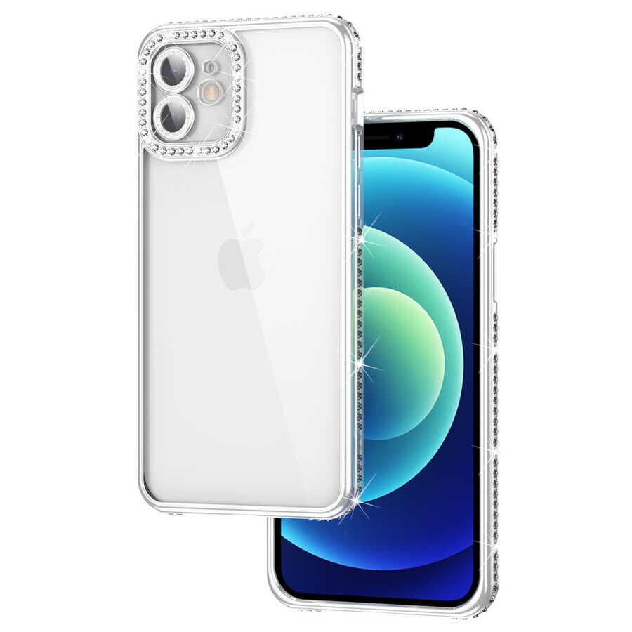 Apple iPhone 12 Kılıf Kamera Korumalı Taşlı HEPTEKİLETİŞİM Mina Kapak