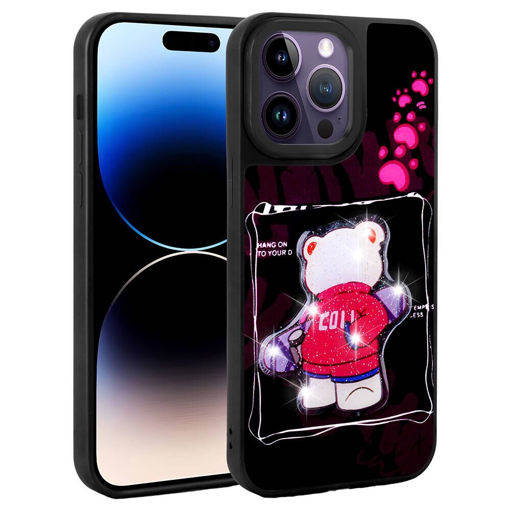 Apple iPhone 14 Pro Max Kılıf Parlayan Kabartmalı İkonik Figürlü HEPTEKİLETİŞİM Amas Silikon Kapak