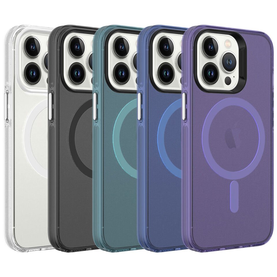 Apple  iPhone 13 Pro Kılıf Kamera Çıkıntılı Magsafe Şarj Destekli Buzlu Transparan Kapak (C-Pro) Yeşil