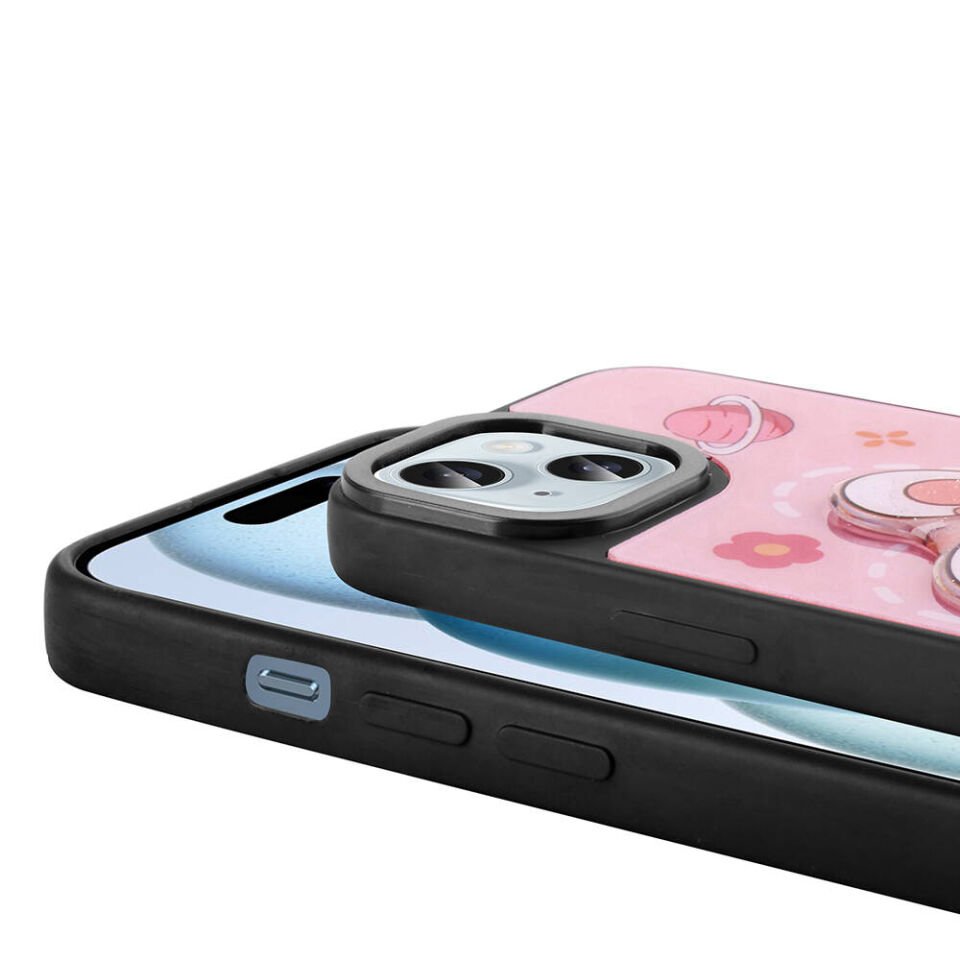 Apple iPhone 15 Kılıf Parlayan Kabartmalı İkonik Figürlü HEPTEKİLETİŞİM Amas Silikon Kapak