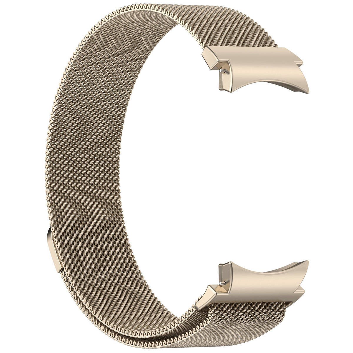 Samsung Galaxy Watch 6 Classic 43mm Metal Kordon Tel Örgü İşlemeli Tasarım (KRD-01) Pale Gold