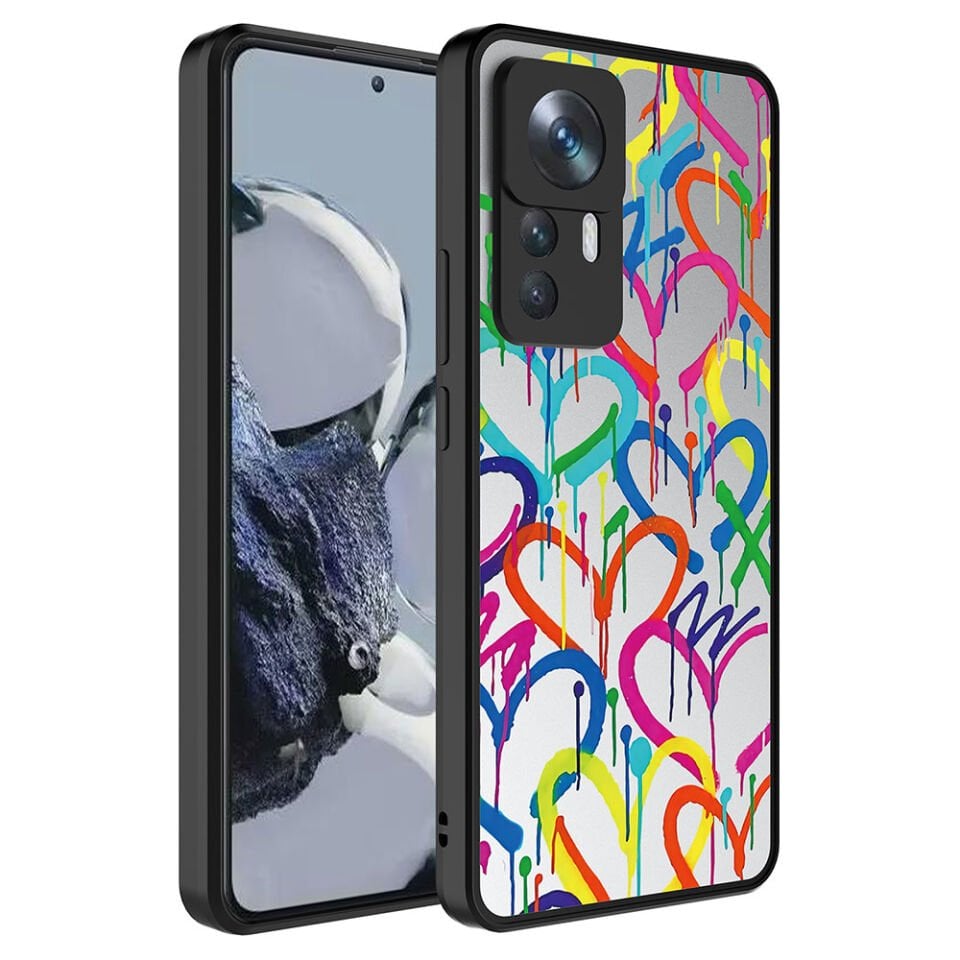 Xiaomi Mi 12T Pro Kılıf Aynalı Desenli Kamera Korumalı Parlak Renkli Sert Kapak (Mirror) Pati