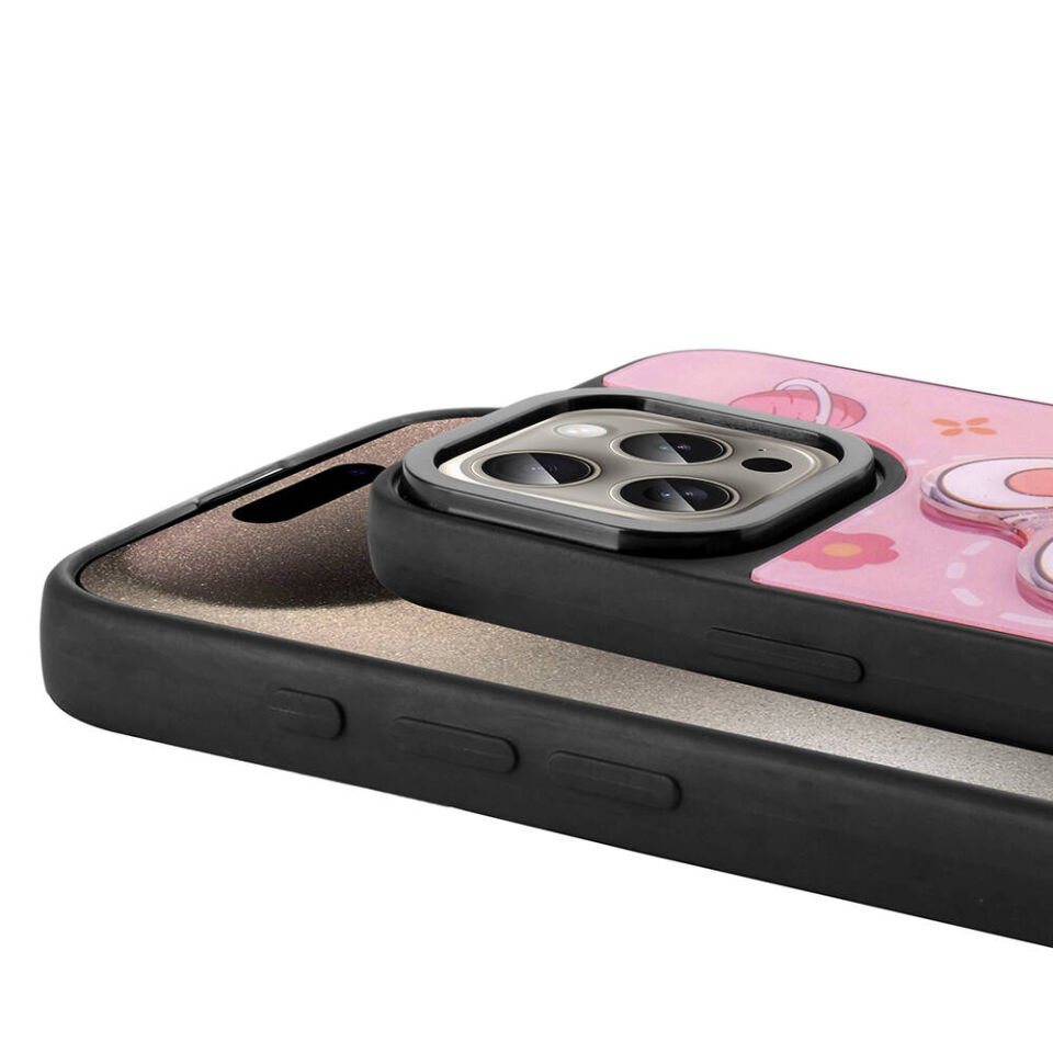 Apple iPhone 15 Pro Kılıf Parlayan Kabartmalı İkonik Figürlü HEPTEKİLETİŞİM Amas Silikon Kapak