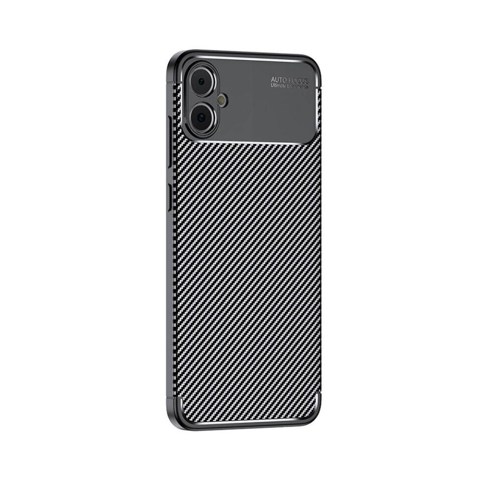 Samsung Galaxy A05 Kılıf Kamera Çıkıntılı Karbon Fiber Dokulu Renk Atmaz Kapak (NEGRO) Siyah