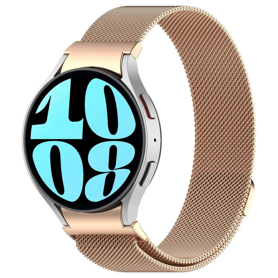 Samsung Galaxy Watch 6 Classic 43mm Metal Kordon Tel Örgü İşlemeli Tasarım (KRD-01) Pembe