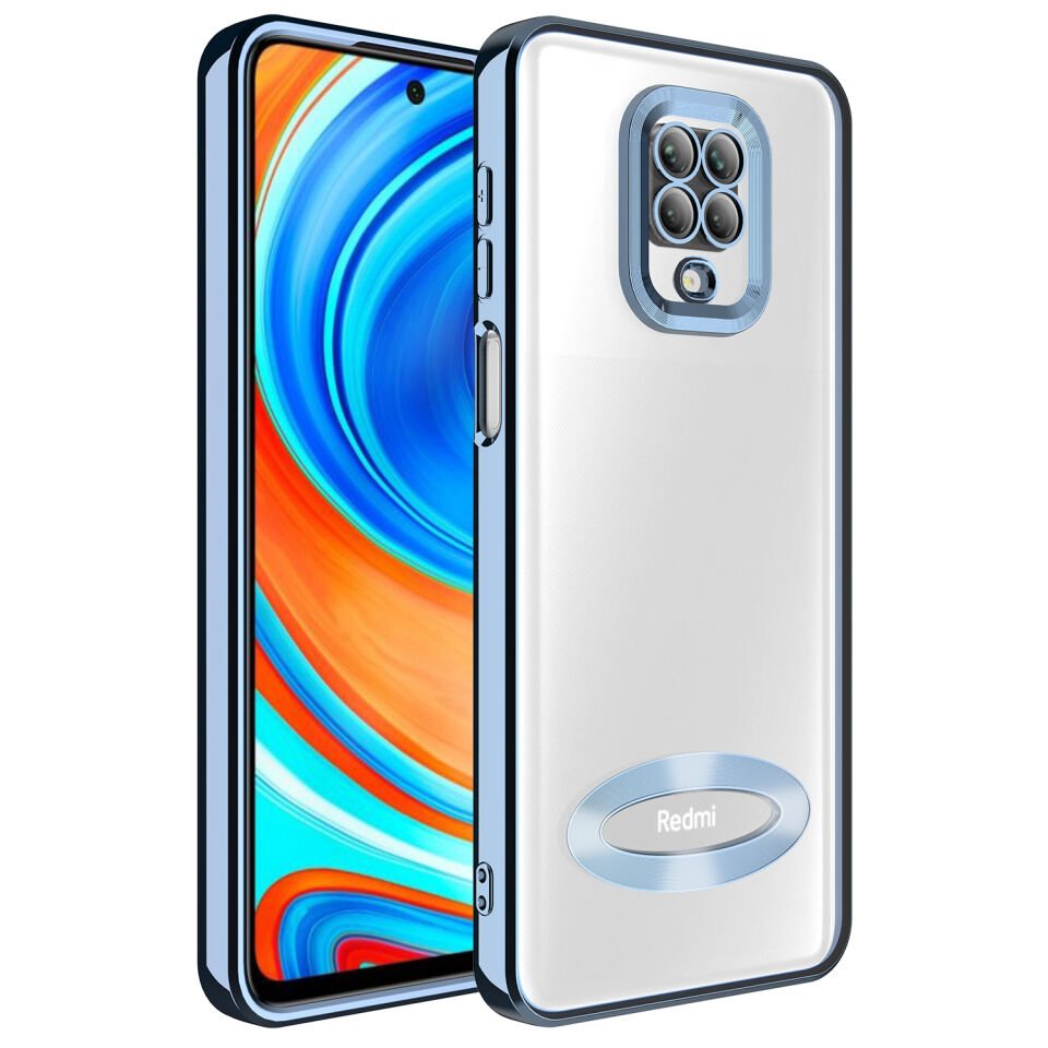 Xiaomi Redmi Note 9 Pro Kılıf Kamera Lens Korumalı Logo Gösteren Parlak Kenarlı Kapak (OMEGA) Derin Mor