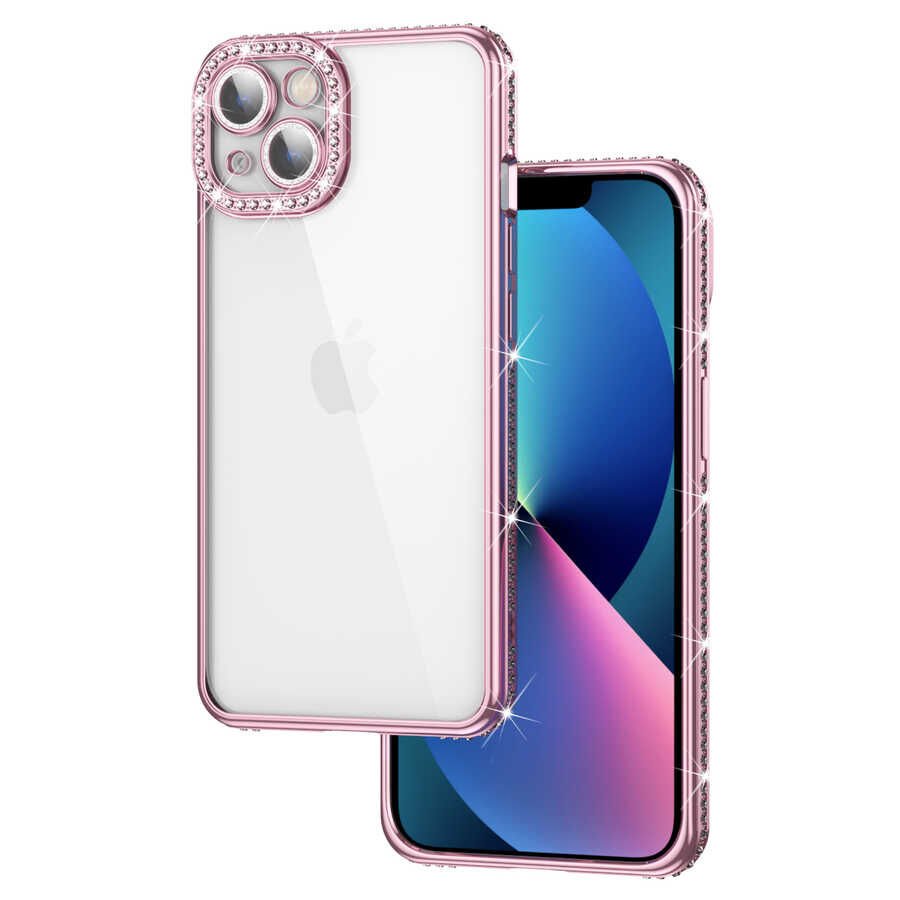 Apple iPhone 13 Kılıf Kamera Korumalı Taşlı HEPTEKİLETİŞİM Mina Kapak