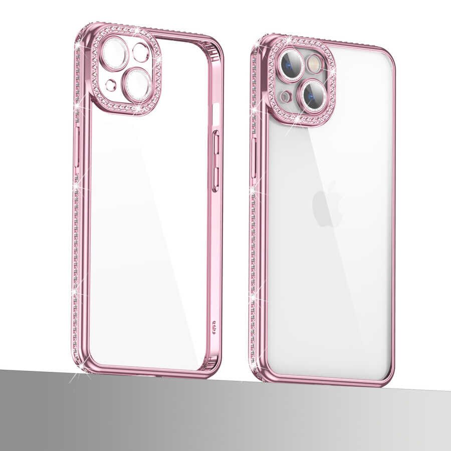 Apple iPhone 13 Kılıf Kamera Korumalı Taşlı HEPTEKİLETİŞİM Mina Kapak