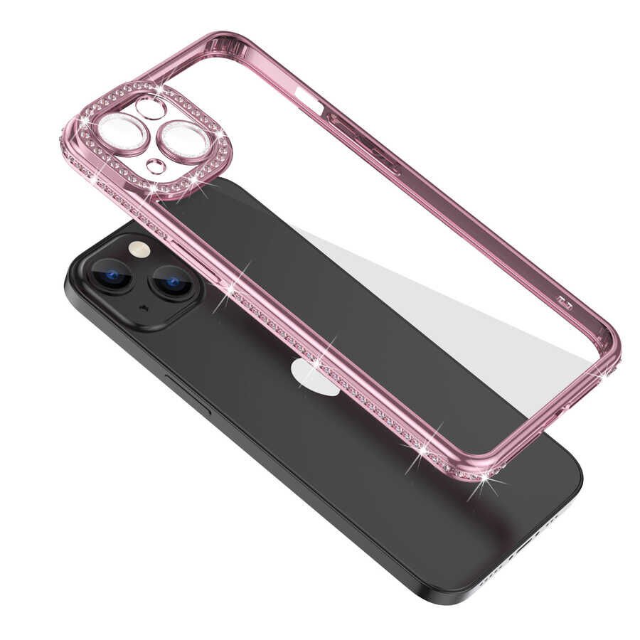 Apple iPhone 13 Kılıf Kamera Korumalı Taşlı HEPTEKİLETİŞİM Mina Kapak