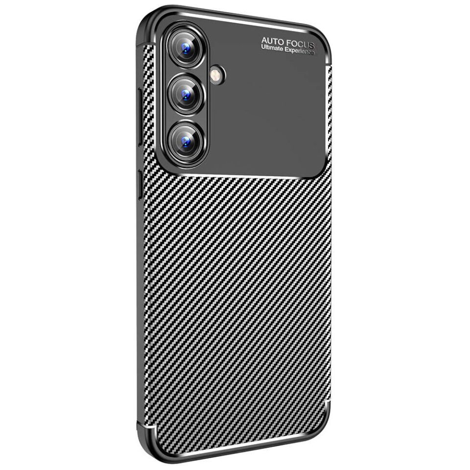Samsung Galaxy A35 Kılıf Kamera Çıkıntılı Karbon Fiber Dokulu Renk Atmaz Kapak (NEGRO) Siyah