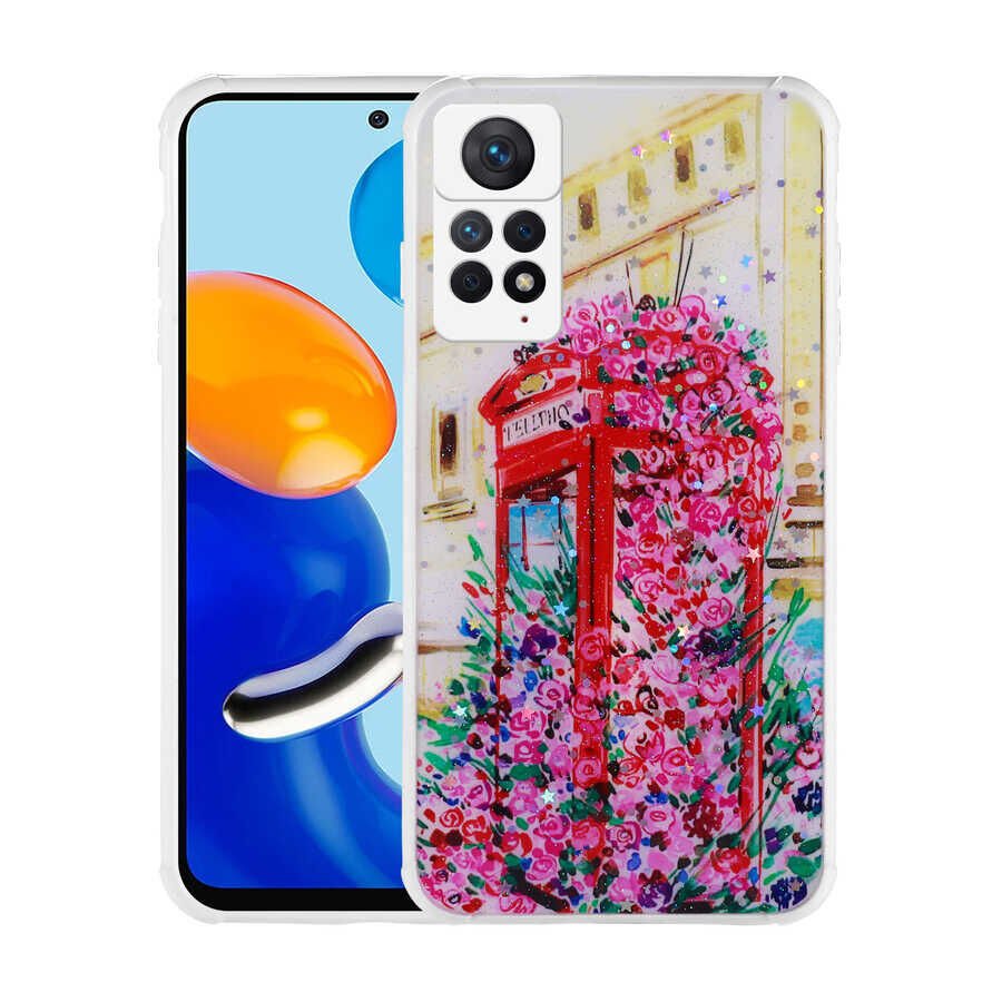 Xiaomi Redmi Note 11 Pro 5G Kılıf Simli Desenli Kamera Korumalı Darbe Emici Silikon Kapak (Popy) Kulübe