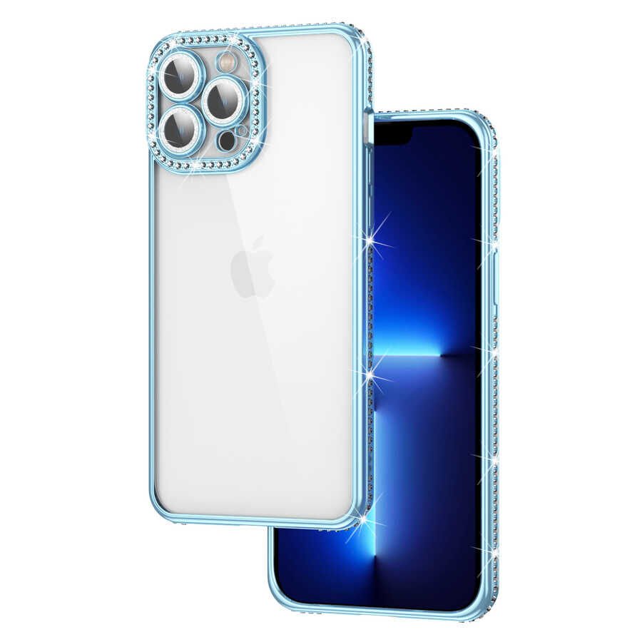 Apple iPhone 13 Pro Max Kılıf Kamera Korumalı Taşlı HEPTEKİLETİŞİM Mina Kapak