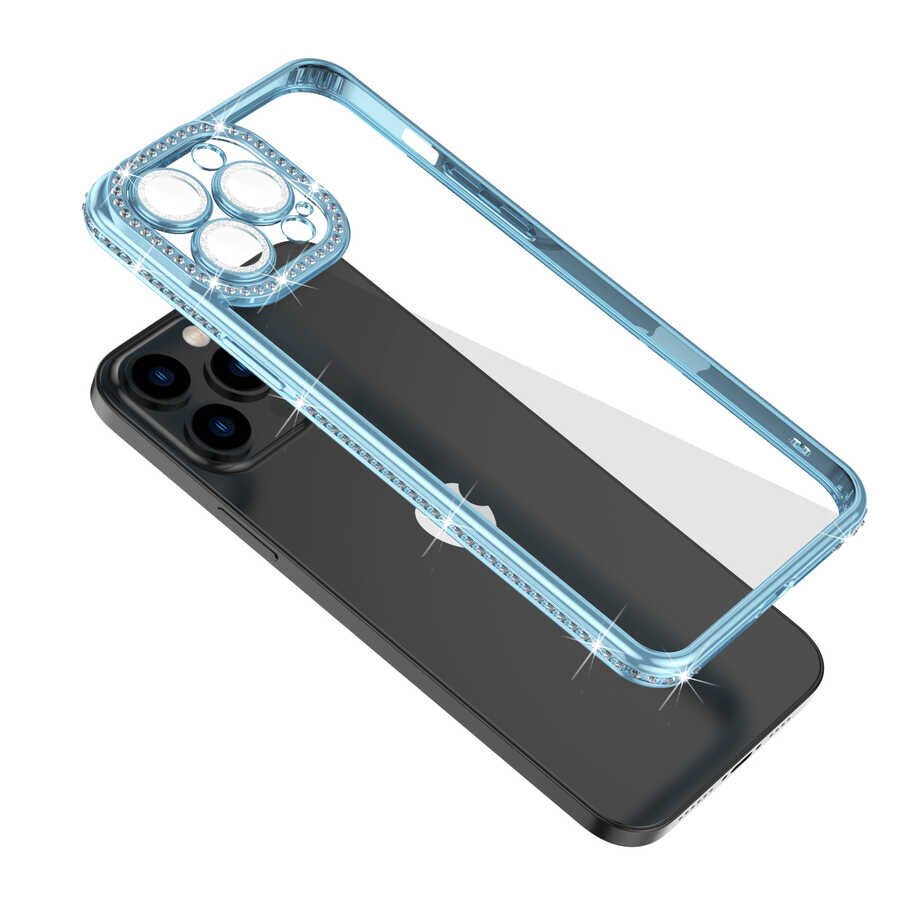 Apple iPhone 13 Pro Max Kılıf Kamera Korumalı Taşlı HEPTEKİLETİŞİM Mina Kapak